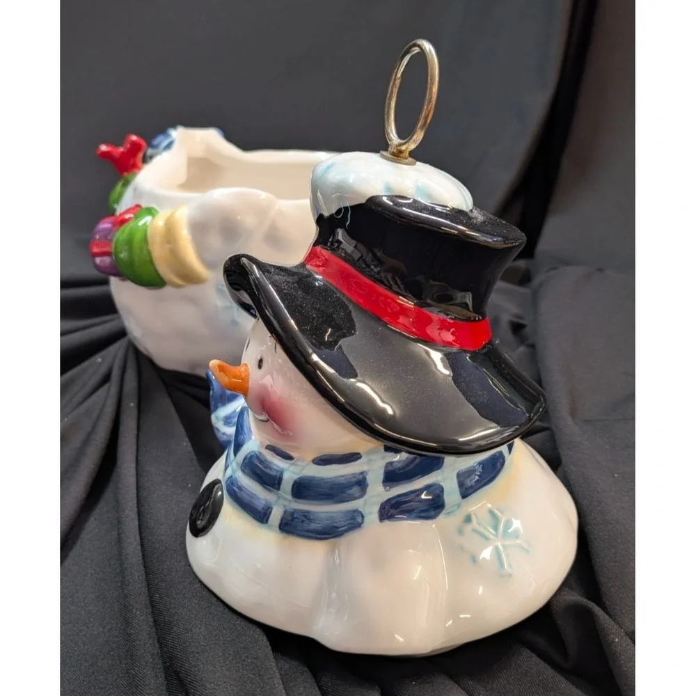 Really Cute Snowman with a SMILE; Ceramic Cookie Jar, 10